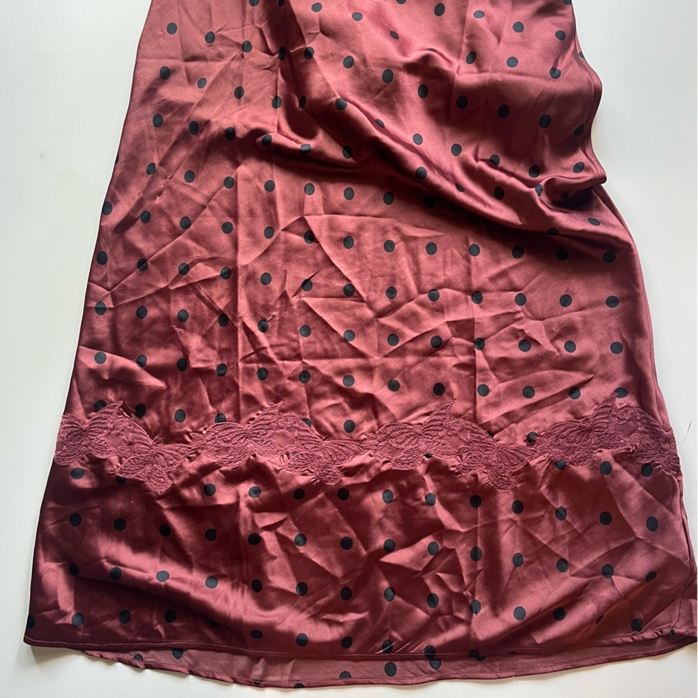 Free People Burgundy Polka Dot Lace-Trim Maxi Dress - Picture 11 of 13